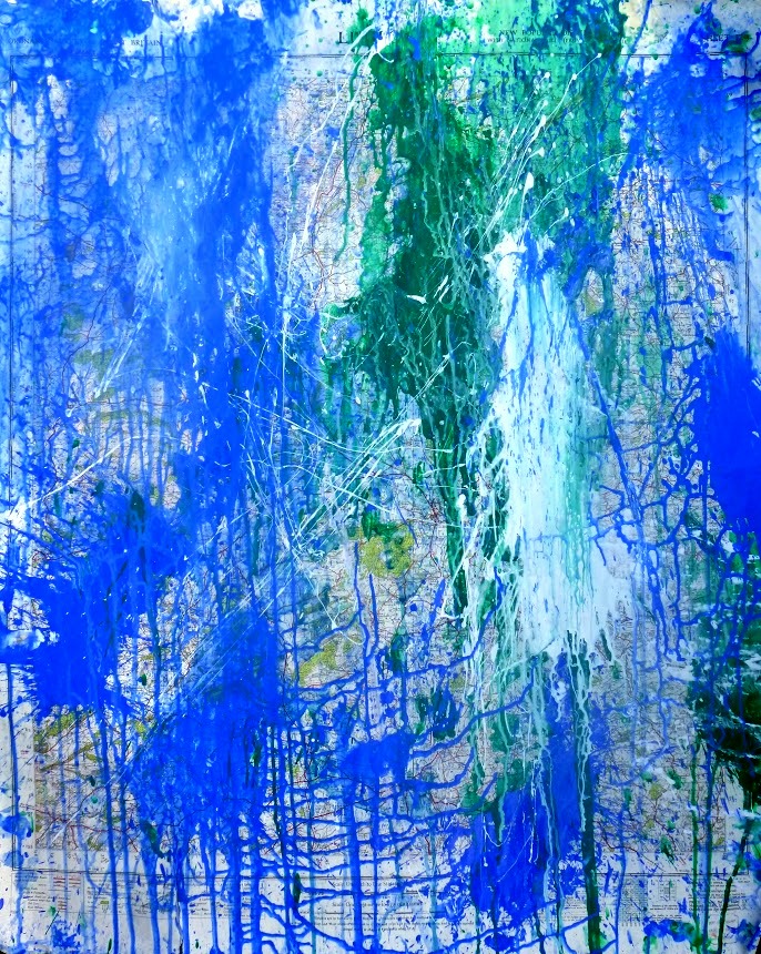Flooding (acrylic on map)