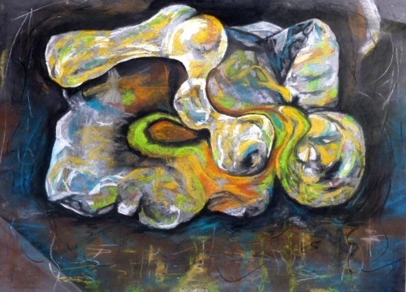 Tidal zone rock (pastel chalk on paper)