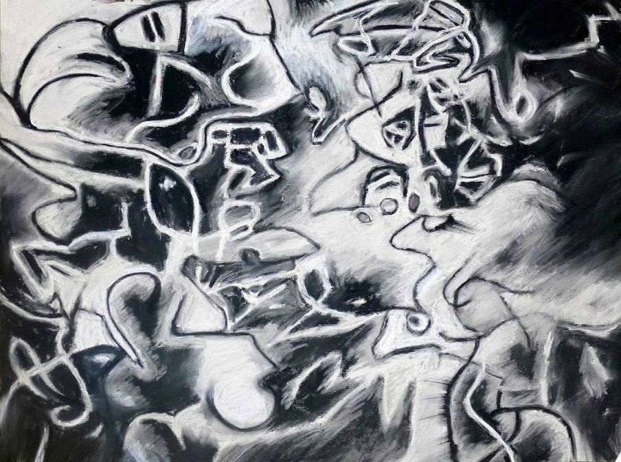 Becoming (pastel chalk on paper)