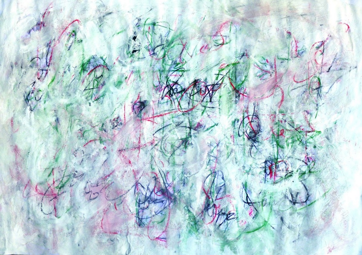 Secret Thoughts (acrylic, charcoal on paper)