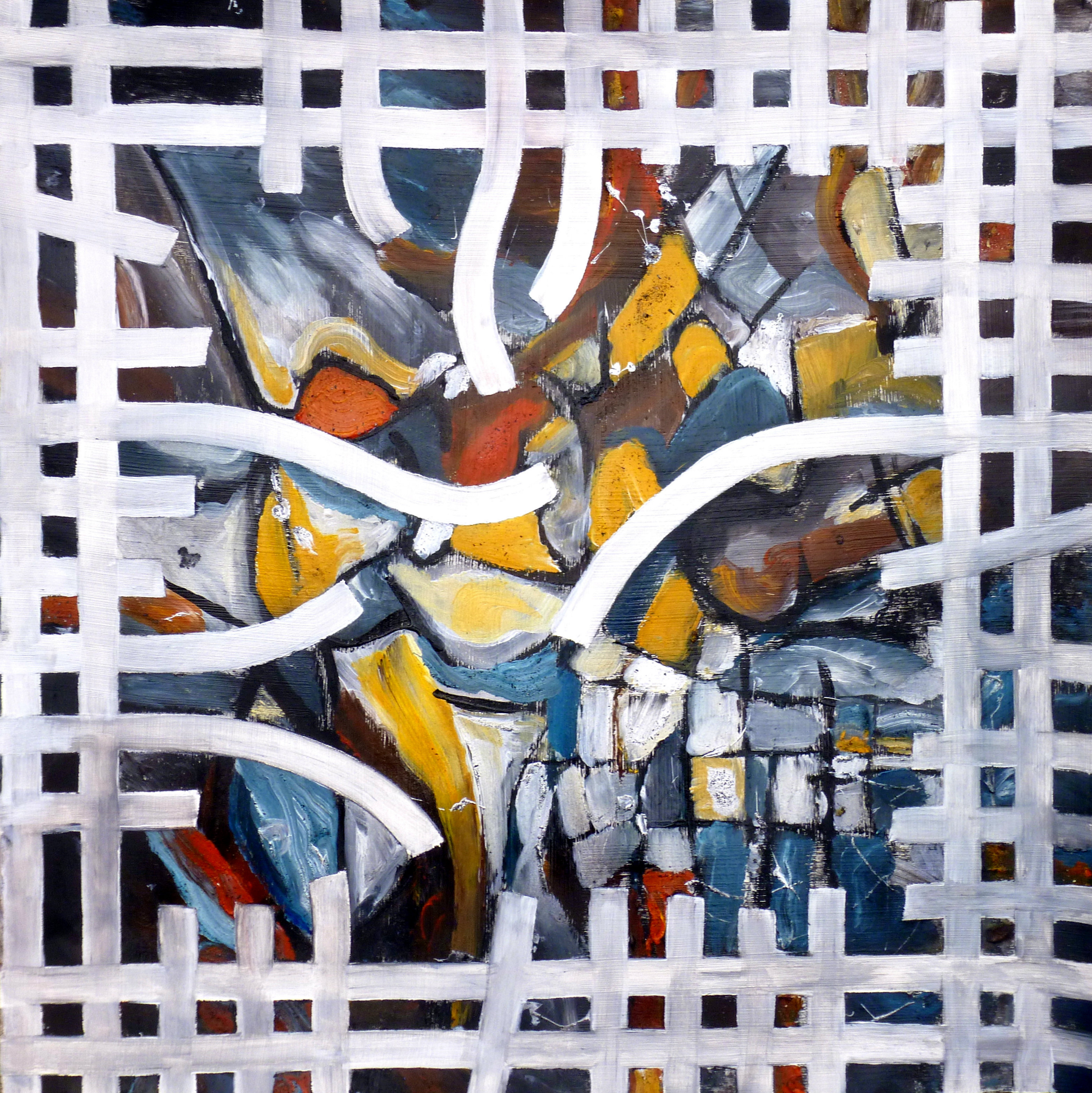 Next Door II (2014, Acrylic, charcoal, pastel chalk)