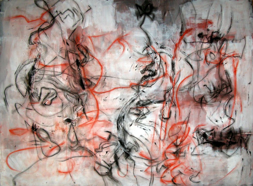 R&B (pastel chalk, charcoal, masking tape on paper)