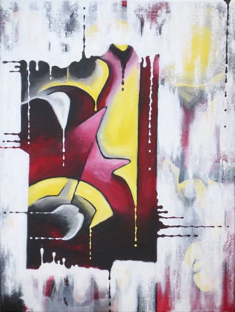 Thaw (2014, acrylic and oil on canvas, 50cm x 70cm)This work is about indistinct space, dissolving shapes, partially covered or concealed - metaphorical for psychological transformation, uncovering of our interior life.