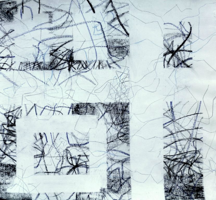 Untitled (chalk, pencil, acrylic paint on paper)