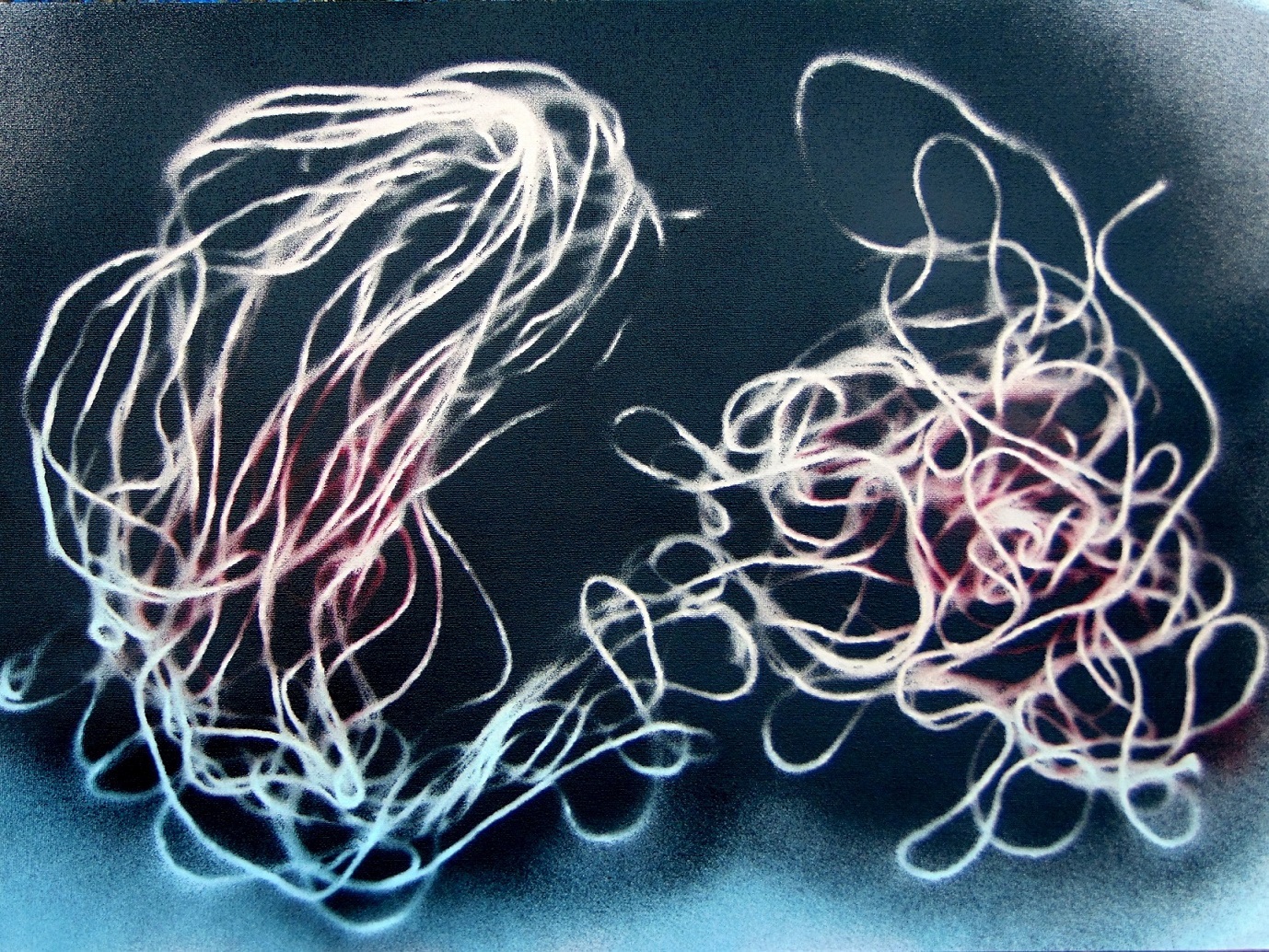 Unravelling (spray paint on canvas paper, 54cm x 71cm)